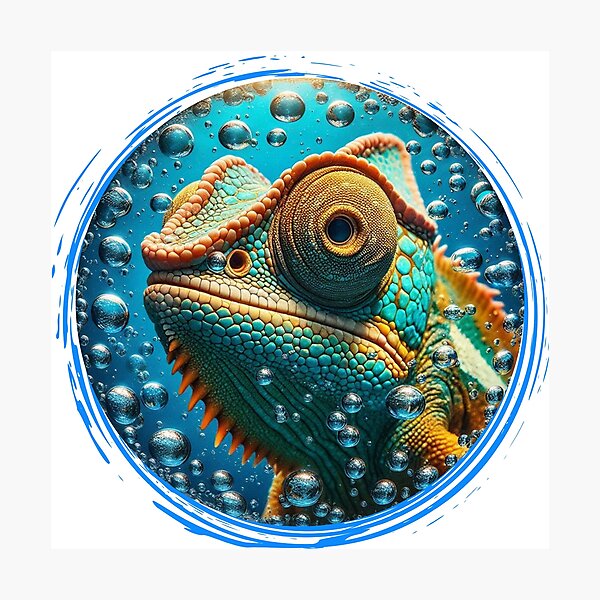 Item preview, Hilarious Underwater Animal Selfies - Chameleon | Unique Designs on Redbubble designed and sold by MiszungART.
