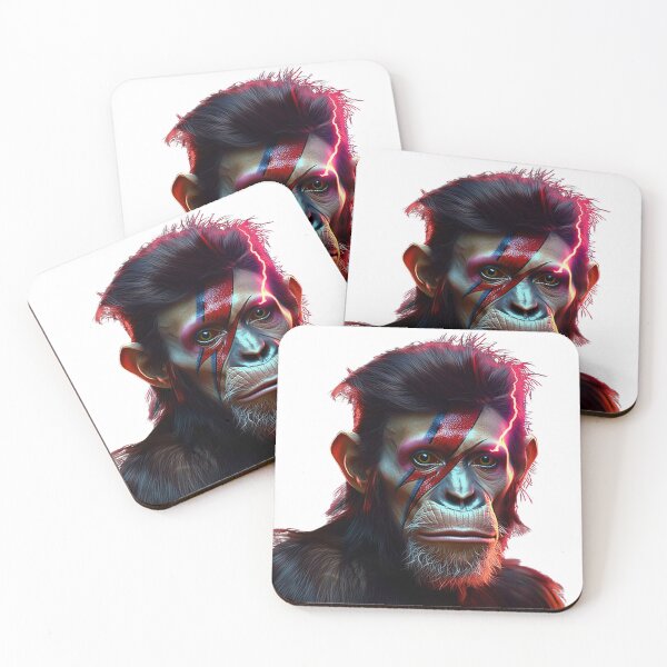 Artikelvorschau, David Bowkey - Aladdin Sane David Bowie inspiriertes Schimpansen-T-Shirt entworfen und verkauft von RocknRollMunkey.