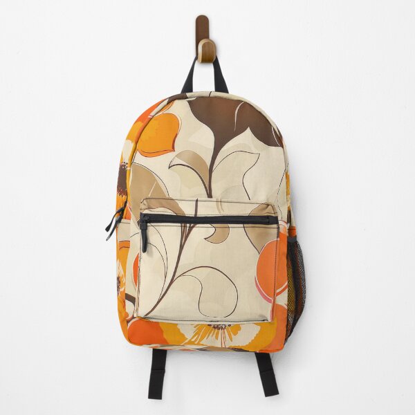 Item preview, Retro Orange and Brown Floral Wallpaper Pattern designed and sold by brandway.