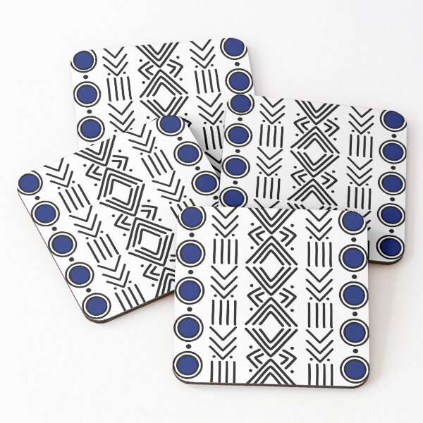 Item preview, White African Mud Cloth Bogolan Abstract Pattern designed and sold by funkyvibes.