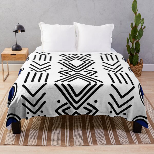 Item preview, White African Mud Cloth Bogolan Abstract Pattern designed and sold by funkyvibes.