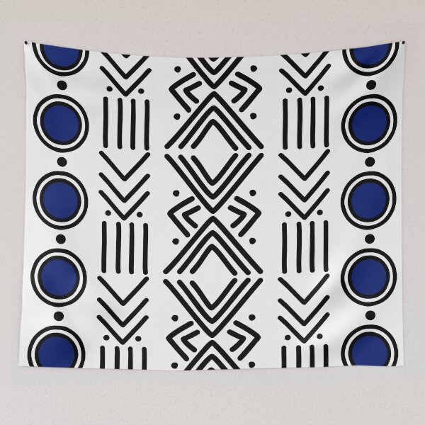 Item preview, White African Mud Cloth Bogolan Abstract Pattern designed and sold by funkyvibes.
