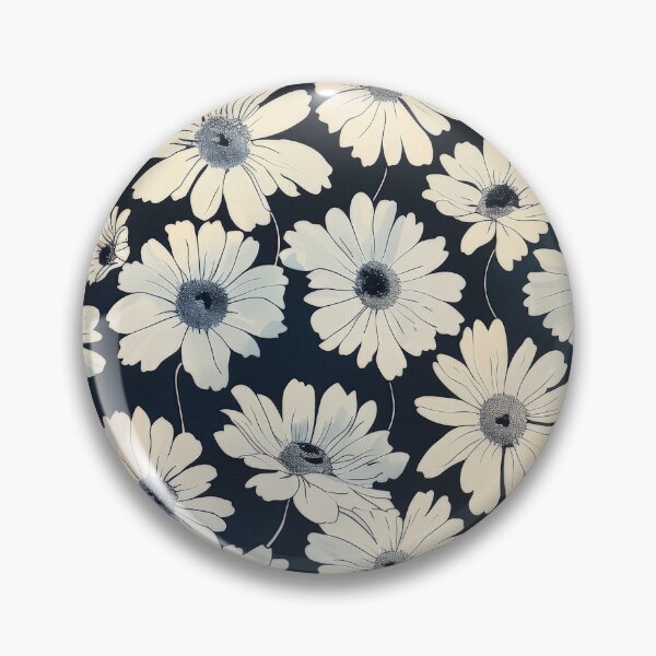 Item preview, White Daisy Floral Pattern on Blue Fabric designed and sold by brandway.