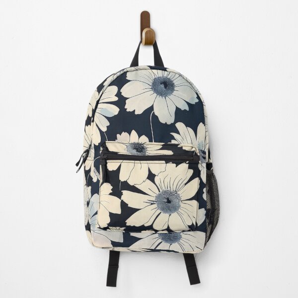 Item preview, White Daisy Floral Pattern on Blue Fabric designed and sold by brandway.