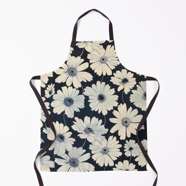 Item preview, White Daisy Floral Pattern on Blue Fabric designed and sold by brandway.
