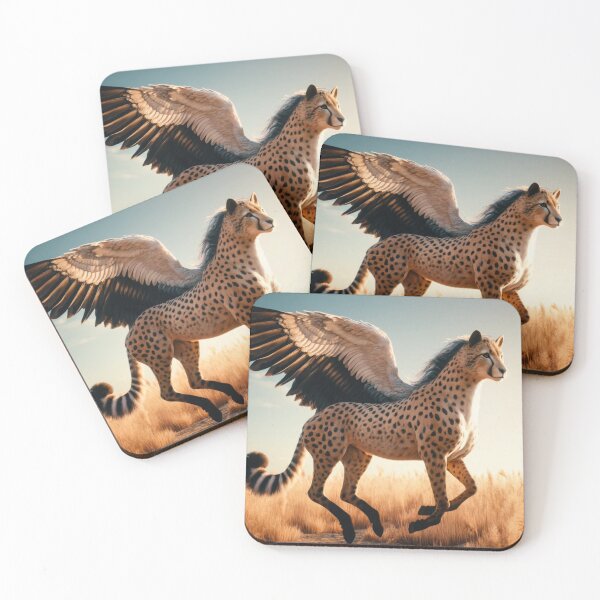 Item preview, Ethereal Cheetah-Pegasus Hybrid: Soaring Fantasy in Golden Fields designed and sold by FantasyHybrids.