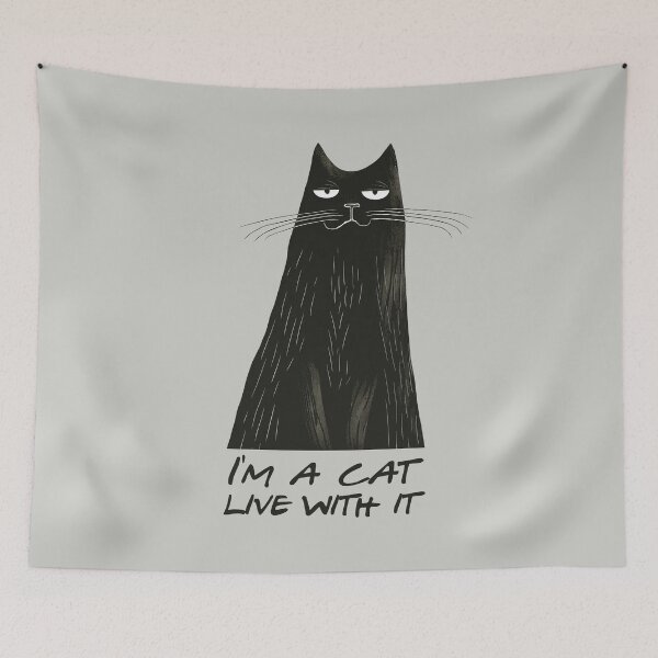 Item preview, I'm a cat. Live with it. (Gray Background) designed and sold by SpoonToonCnt.