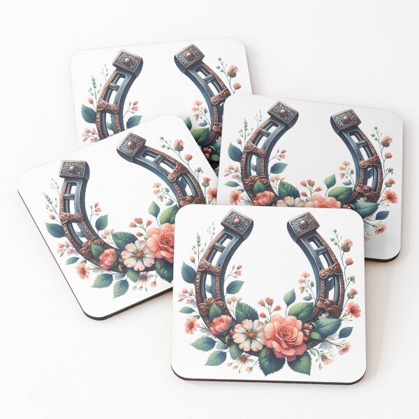 Item preview, Watercolor Horseshoe Colorful Flowers  designed and sold by WildPalette-Art.