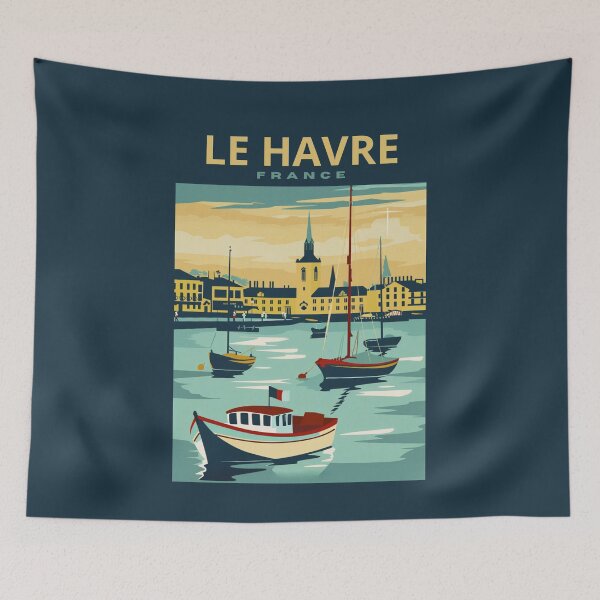 Aperçu de l'œuvre Une illustration de voyage vintage du Havre - France créée et vendue par GoodOldVintage.