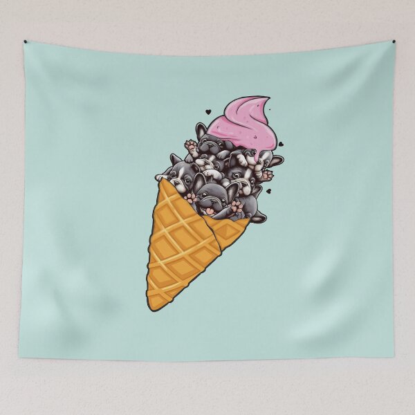 Item preview, French bulldogs and icecream! "Frenchie and icecream!! cute pet, Frenchie lovers or owners, dog lovers designed and sold by Collagedream.