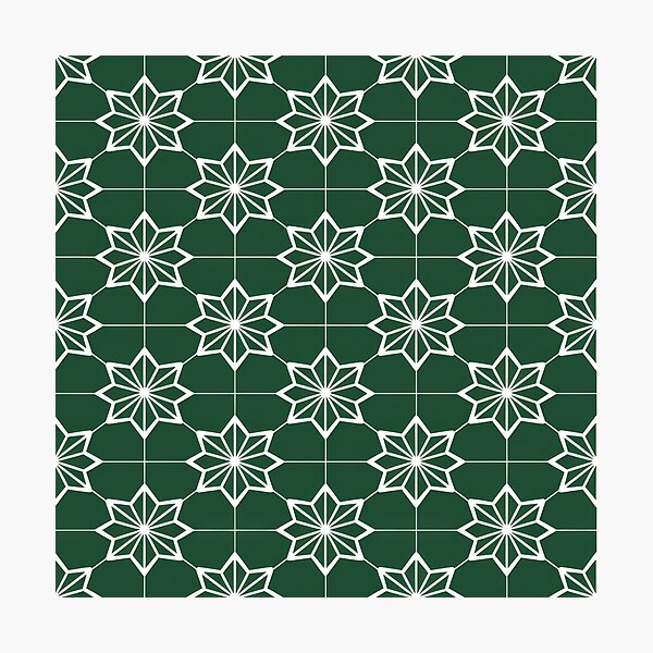 Item preview, Seamless Green and White Geometric Star Pattern Tile Design designed and sold by brandway.
