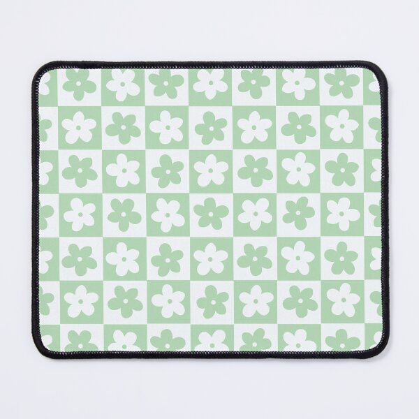 Item preview, Light Pastel Green and White Checkered Squares with Flowers designed and sold by xxroseate.