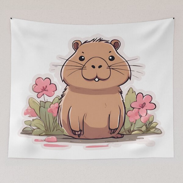 Item preview, Flower Kawaii Capybara  designed and sold by FitEnvy.