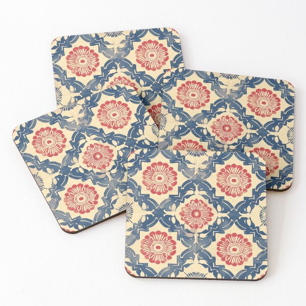 Item preview, Red And Blue Floral Tile Pattern With Worn Background designed and sold by brandway.
