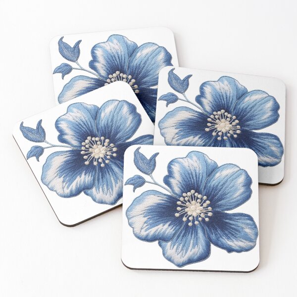 Item preview, Embroidered Flower - Blue - White designed and sold by FoxfireStardust.