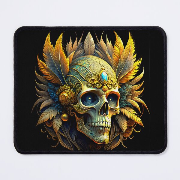 Item preview, Gilded Feathered Skull with Intricate Patterns designed and sold by VikArtStudio.