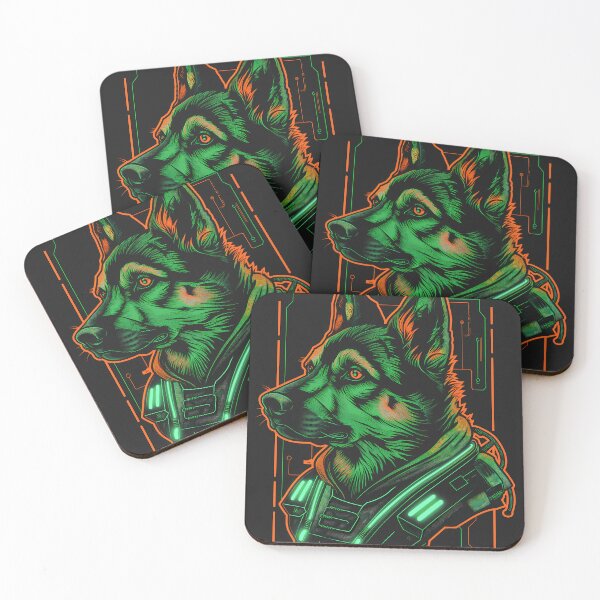 Item preview, "Illustration of Tech German Shepherd - Green" designed and sold by Art-Vortex-fr.