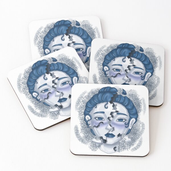 Item preview, Shattered sad woman porcelain face designed and sold by AssortedDrawings.