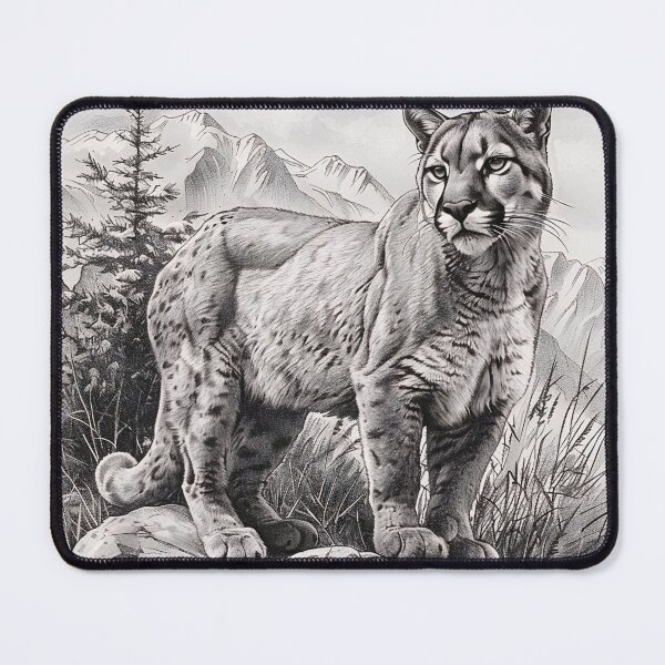 Item preview, Black and white pencil drawing of a Puma designed and sold by Pencil-Art.