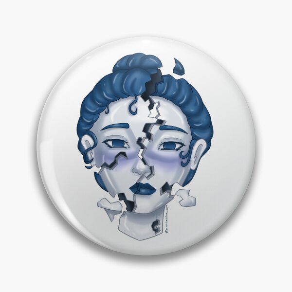 Aperçu de l'œuvre Visage de porcelaine de femme triste brisée (sans arrière-plan) créée et vendue par AssortedDrawings.