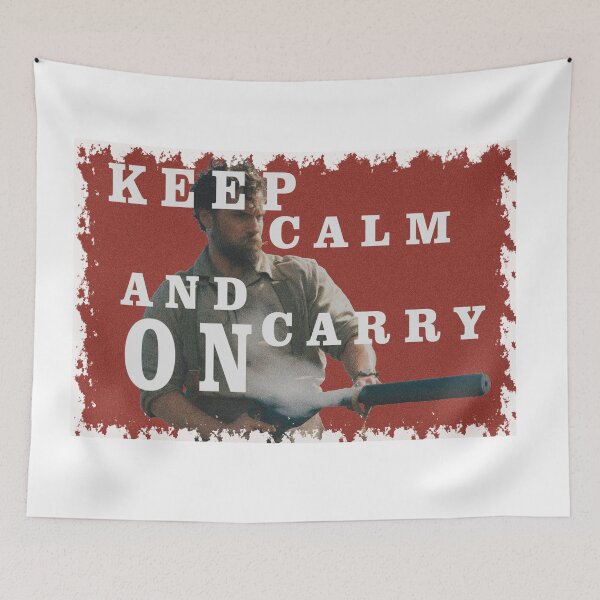 Item preview, keep calm and carry on red henry cavill danger stickers t-shirts designed and sold by MechanicalART.
