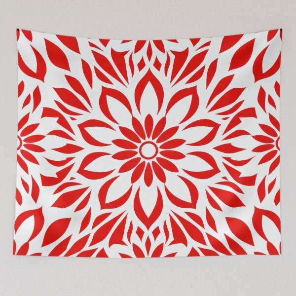Item preview, Red And White Floral Pattern Seamless Background Design designed and sold by brandway.