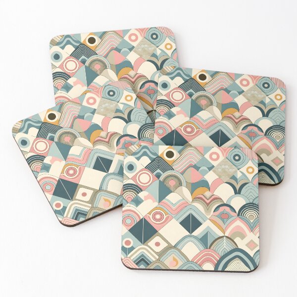 Item preview, Minimalist geometric waves with hippy-inspired pastel colors designed and sold by BlackCatspet1.