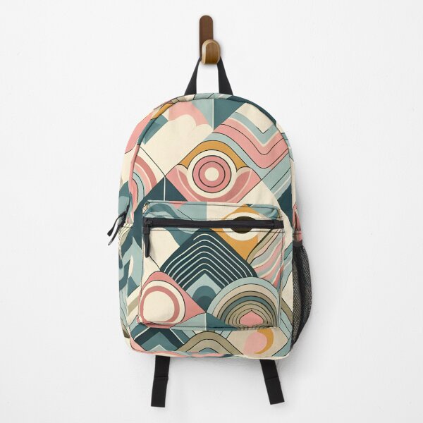 Item preview, Minimalist geometric waves with hippy-inspired pastel colors designed and sold by BlackCatspet1.