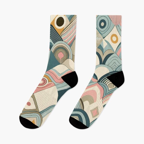 Item preview, Minimalist geometric waves with hippy-inspired pastel colors designed and sold by BlackCatspet1.