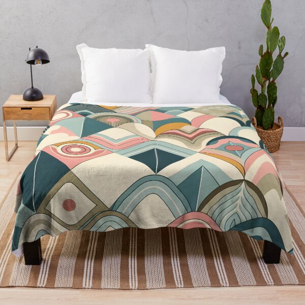 Item preview, Minimalist geometric waves with hippy-inspired pastel colors designed and sold by BlackCatspet1.