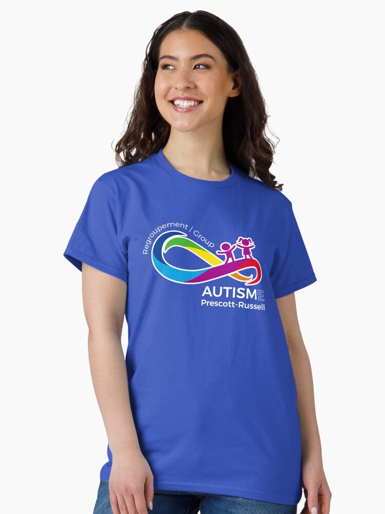 Aperçu 2 sur 7. T-shirt classique avec l'œuvre Nouveau Logo blanc/ Nouveau logo blanc créée et vendue par AutismePR.