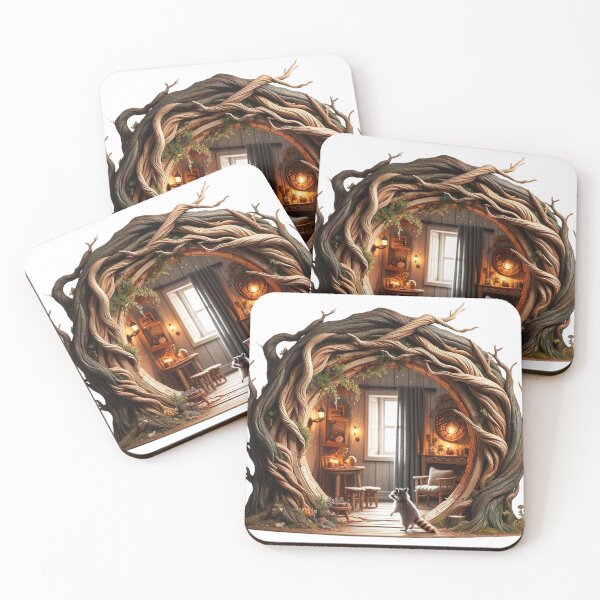 Item preview, Cozy Raccoon Portal - Enchanted Woodland Sticker designed and sold by Saltys-Shop.