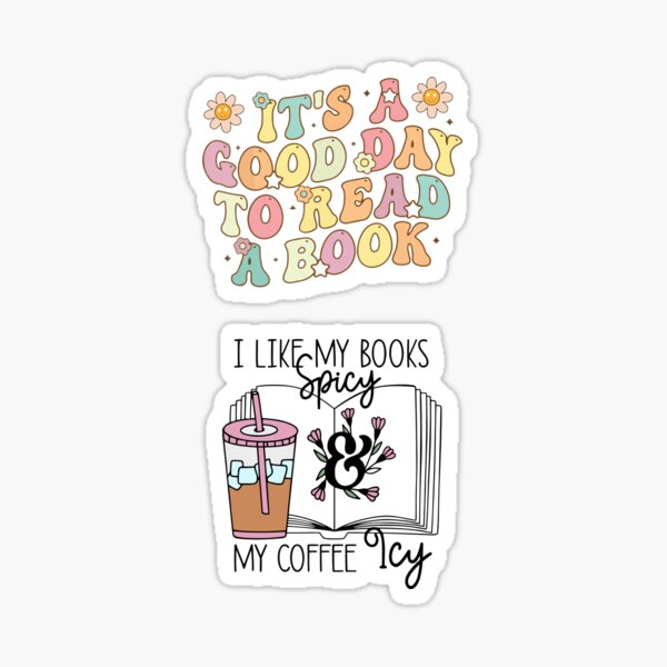 Artikel-Vorschau von Es ist ein guter Tag, um ein Buch zu lesen. Ich mag meine Bücher Spicy and My Coffee Icy Coffee Kindle Bookish Pack, designt und verkauft von BookWishEra.