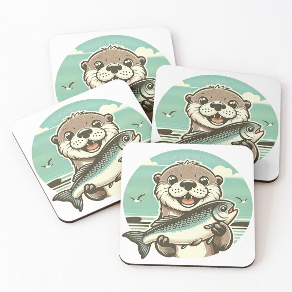 Item preview, Otter with fish designed and sold by OtterDesigns.