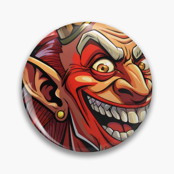 Item preview, Red Devil Cartoon Illustration Horns Grin Earring Fiery Eyes Sharp Teeth Mischievous Expression  designed and sold by Rostislav Bouda.