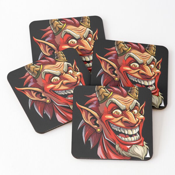 Item preview, Red Devil Cartoon Illustration Horns Grin Earring Fiery Eyes Sharp Teeth Mischievous Expression  designed and sold by Rostislav Bouda.