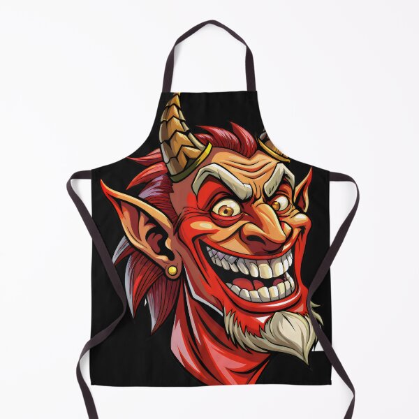 Item preview, Red Devil Cartoon Illustration Horns Grin Earring Fiery Eyes Sharp Teeth Mischievous Expression  designed and sold by Rostislav Bouda.