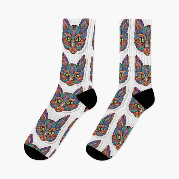 Item preview, Stylized colorful cat portrait on white background designed and sold by CatStickershere.