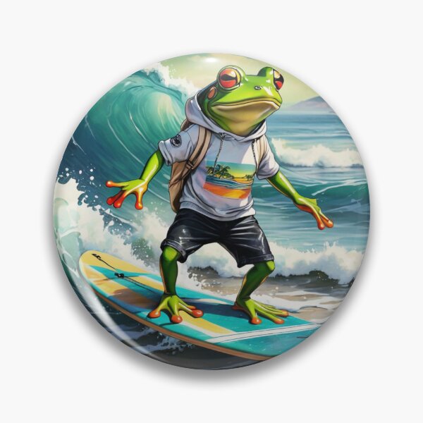 Item preview, Cool Frog Surfer Dude in water color paint designed and sold by EmeraldCauldren.
