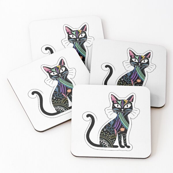 Artikelvorschau, Schwarzer Katzenaufkleber entworfen und verkauft von CatStickershere.