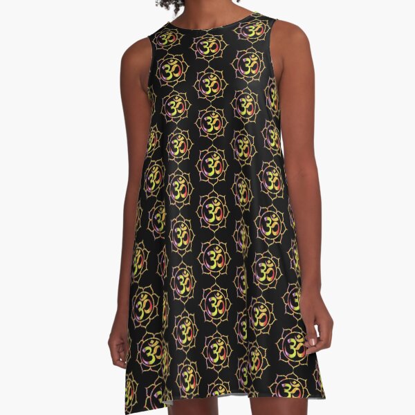 Colourful Lotus Aum A-Line Dress