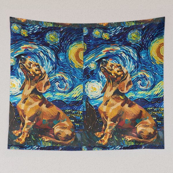 Item preview, Starry Night Dachshund Van Gogh Dog Inspired designed and sold by Vangoholic.