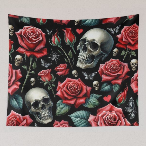 Item preview, Red roses and skulls designed and sold by Libretti.