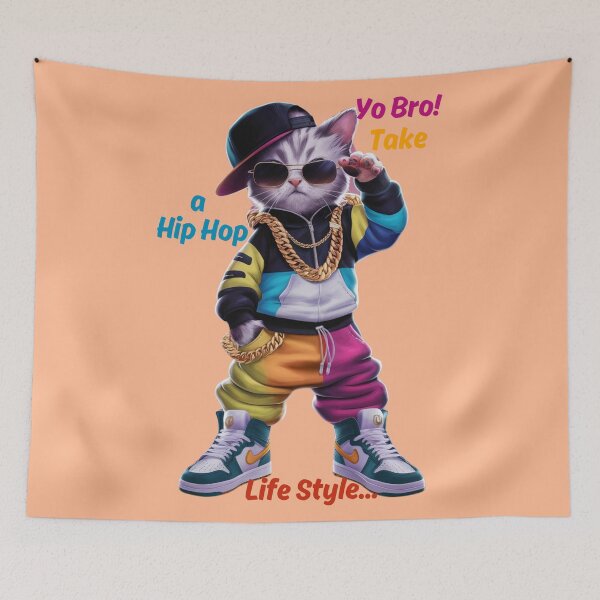 Item preview, "Yo Bro... Take a HipHop Life Style" Cute Cat Saying designed and sold by redask2me.