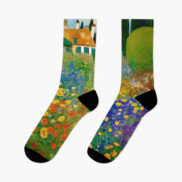 Artikelvorschau, Klimt Farbenfrohe Blumengartenlandschaft entworfen und verkauft von Vicky Brago-Mitchell®.