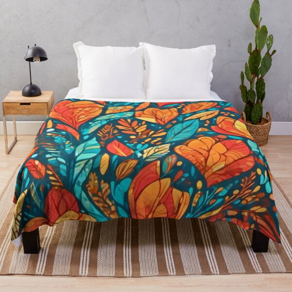 Item preview, Orange Blue Floral Fantasy designed and sold by Health And Fitness Posts e-Store.