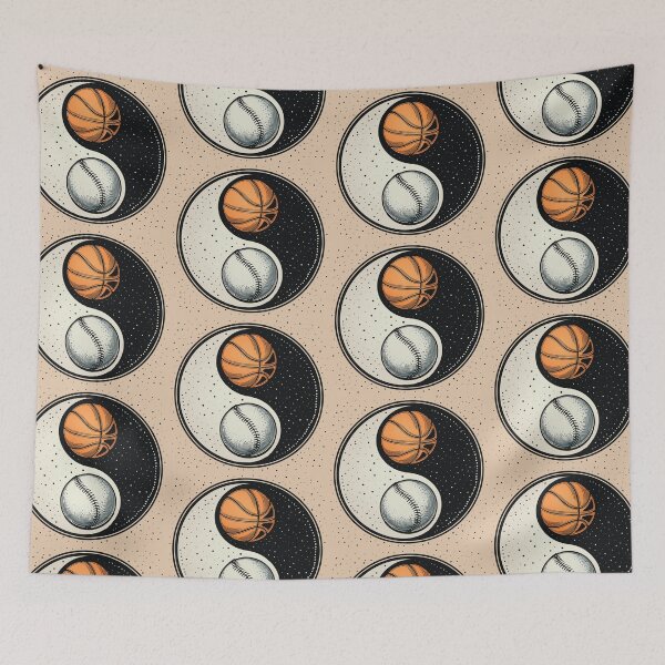 Item preview, Yin Yang Harmony: Basketball and Baseball Fusion Art designed and sold by ironpalette.
