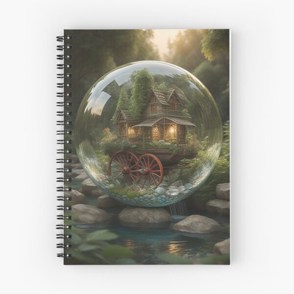 Item preview, Rustic Glow: Enchanted Forest Glass Wagon Wheel House designed and sold by EnchantedVista.