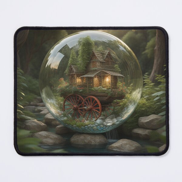 Item preview, Rustic Glow: Enchanted Forest Glass Wagon Wheel House designed and sold by EnchantedVista.