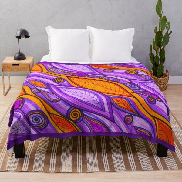 Item preview, Purple and Orange Flowing Leaves with Spirals designed and sold by artofkathleen.